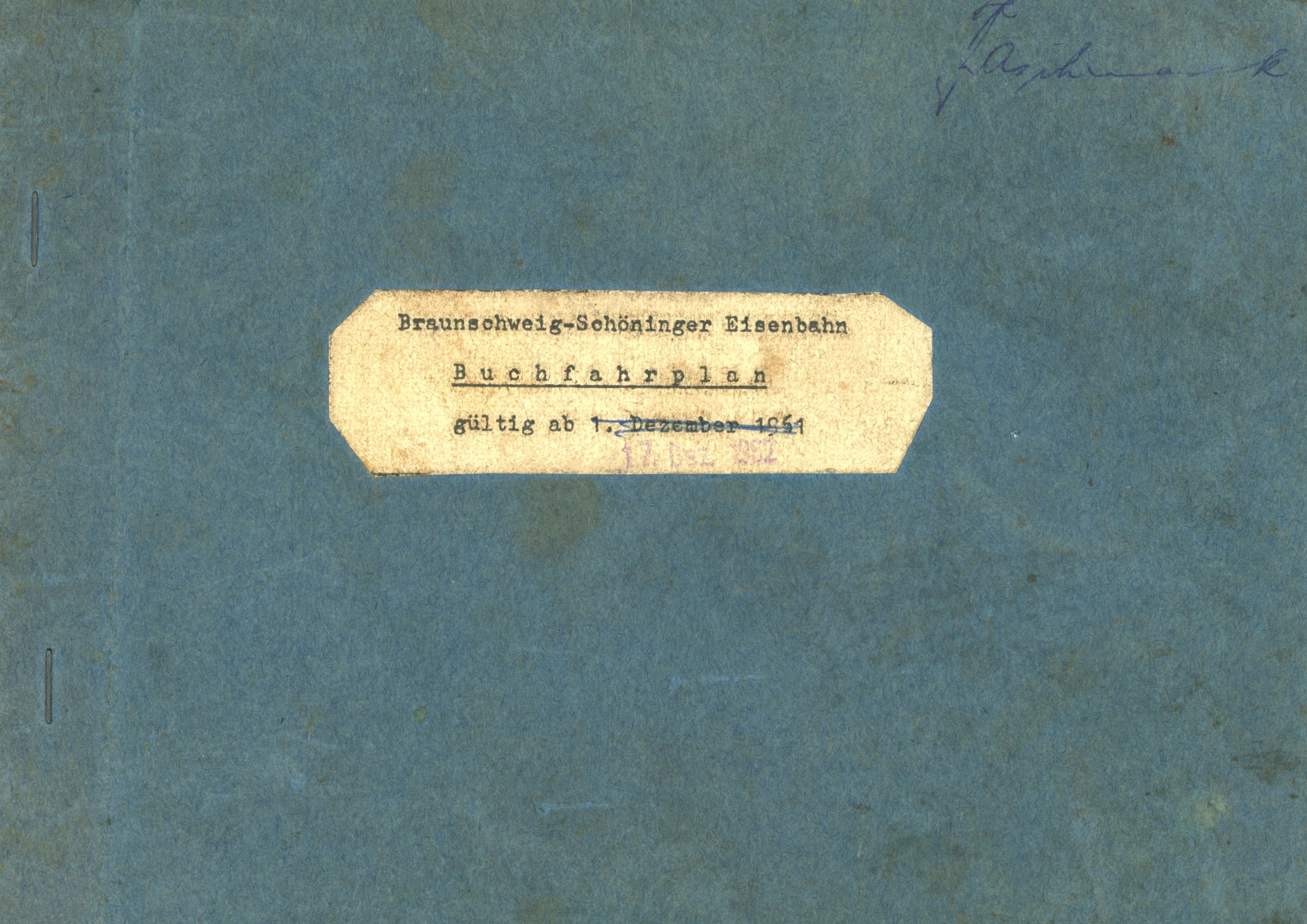 Buchfahrplan 1962